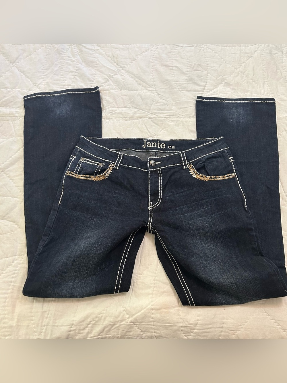 Grace In LA Low Rise Jeans Bootcut Embroidered Pockets Women’s 32 (14) Y2K 2000s